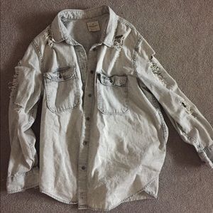 American eagle destructed button up